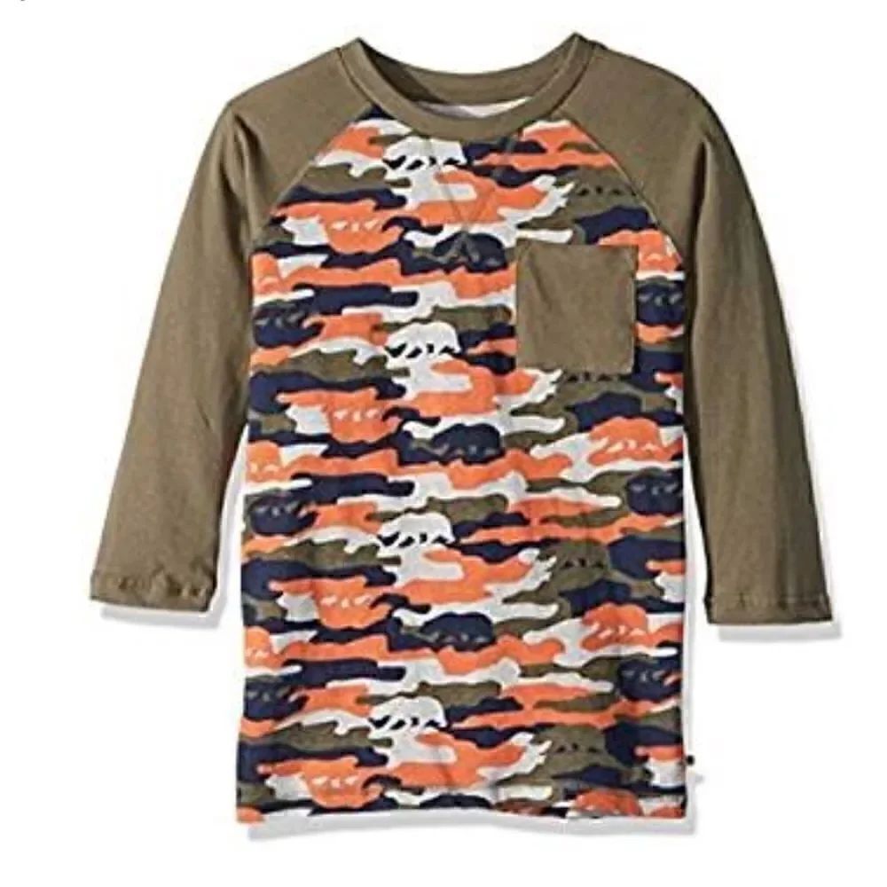 Lucky Brand Boys' 3/4 Sleeve Baseball Tee Shirt